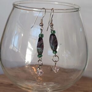 Purple & Green Beaded Earrings